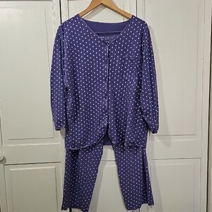 Women's  Vintage 100%cotton Purple Polka Dot Pajama Set!